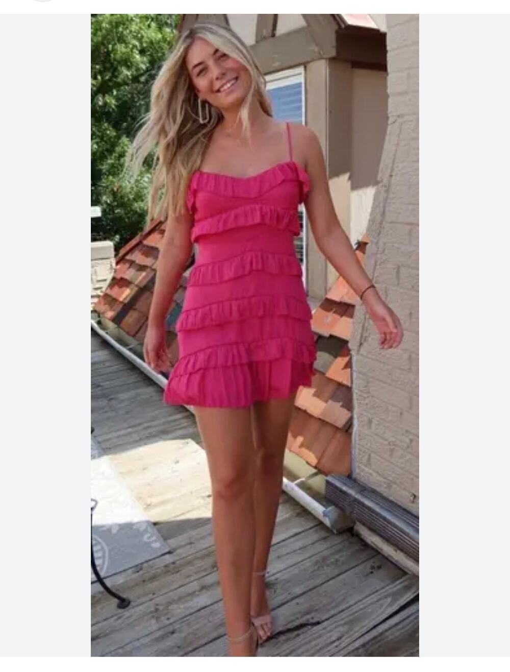 Do+Be Vibrant Pink Ruffle Mini Dress Size M